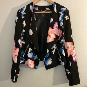 Love Tree Floral Black and Pink floral Blazer with Tailored Fit